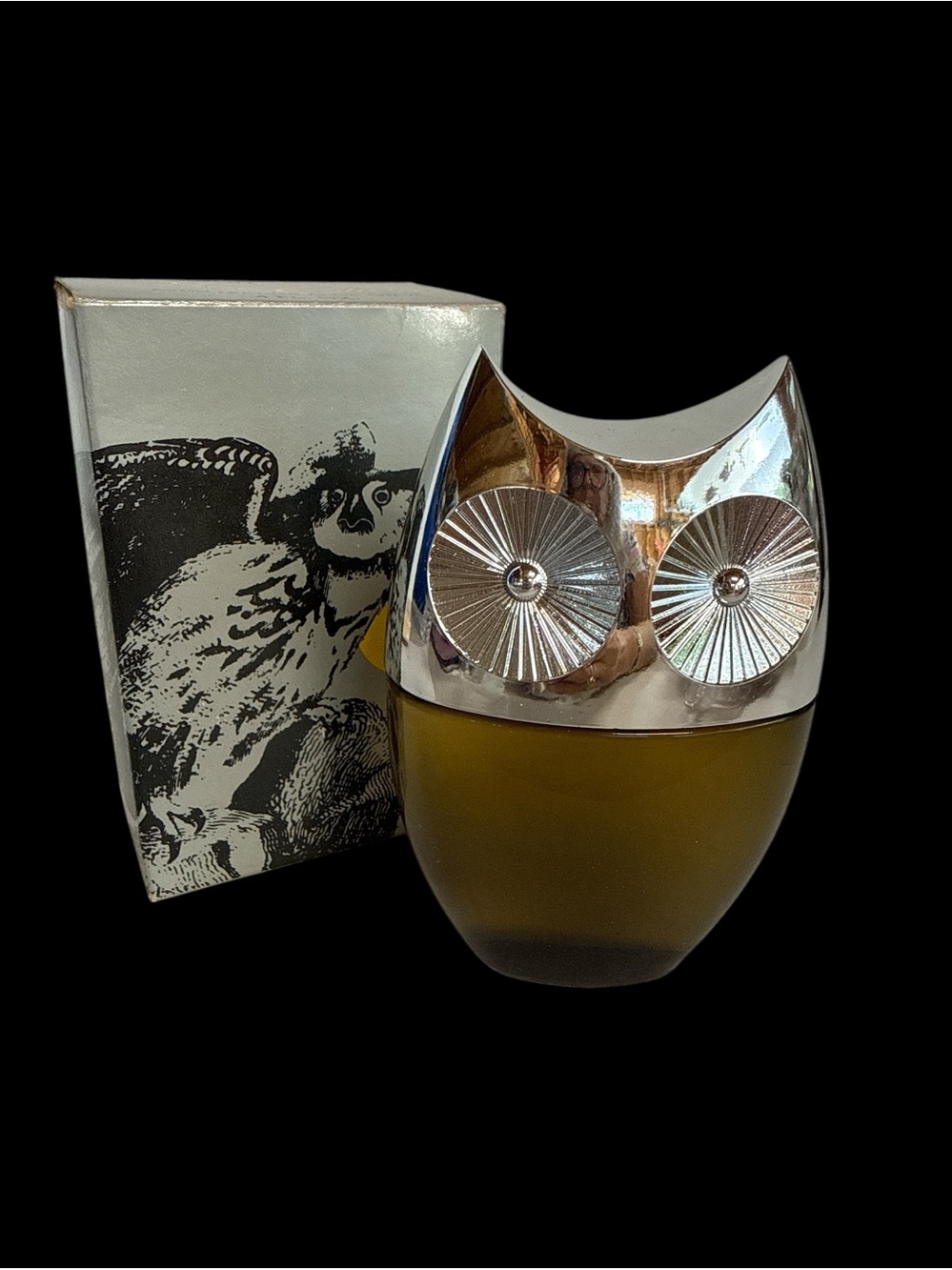 Vintage Avon 70’s Wise Choice Leather After Shave Bottle Owl in Box